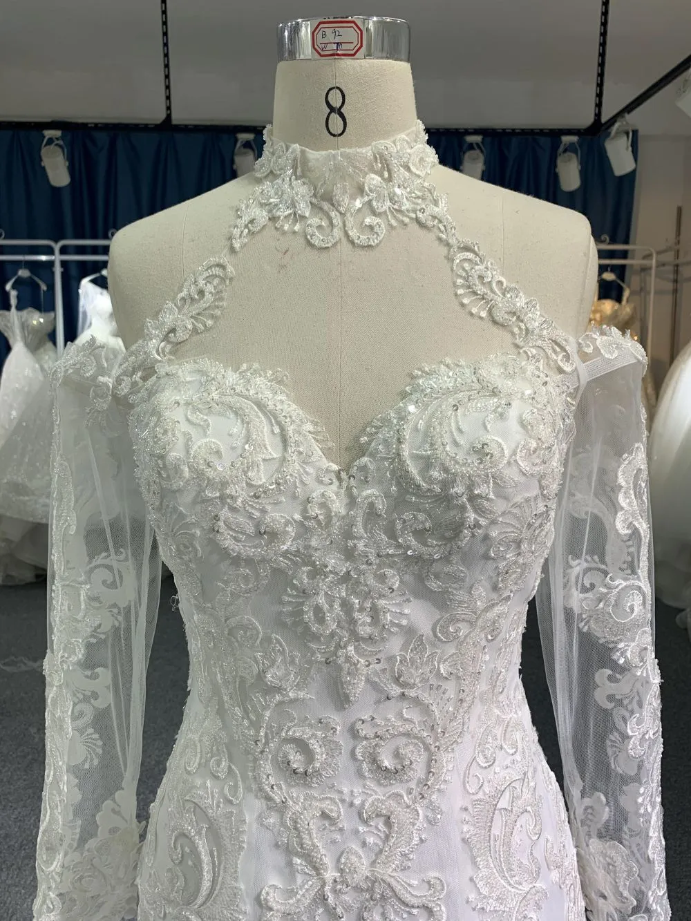 006#Ivory Mermaid Wedding Dress With Long Armhold Sleeve