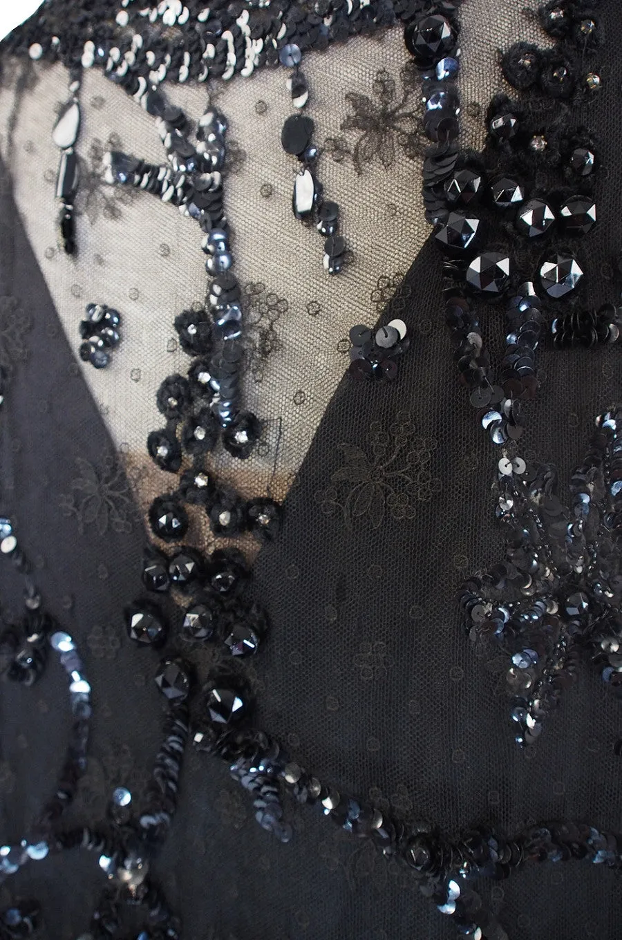 1920s Incredible Lace Bead & Sequin Gown