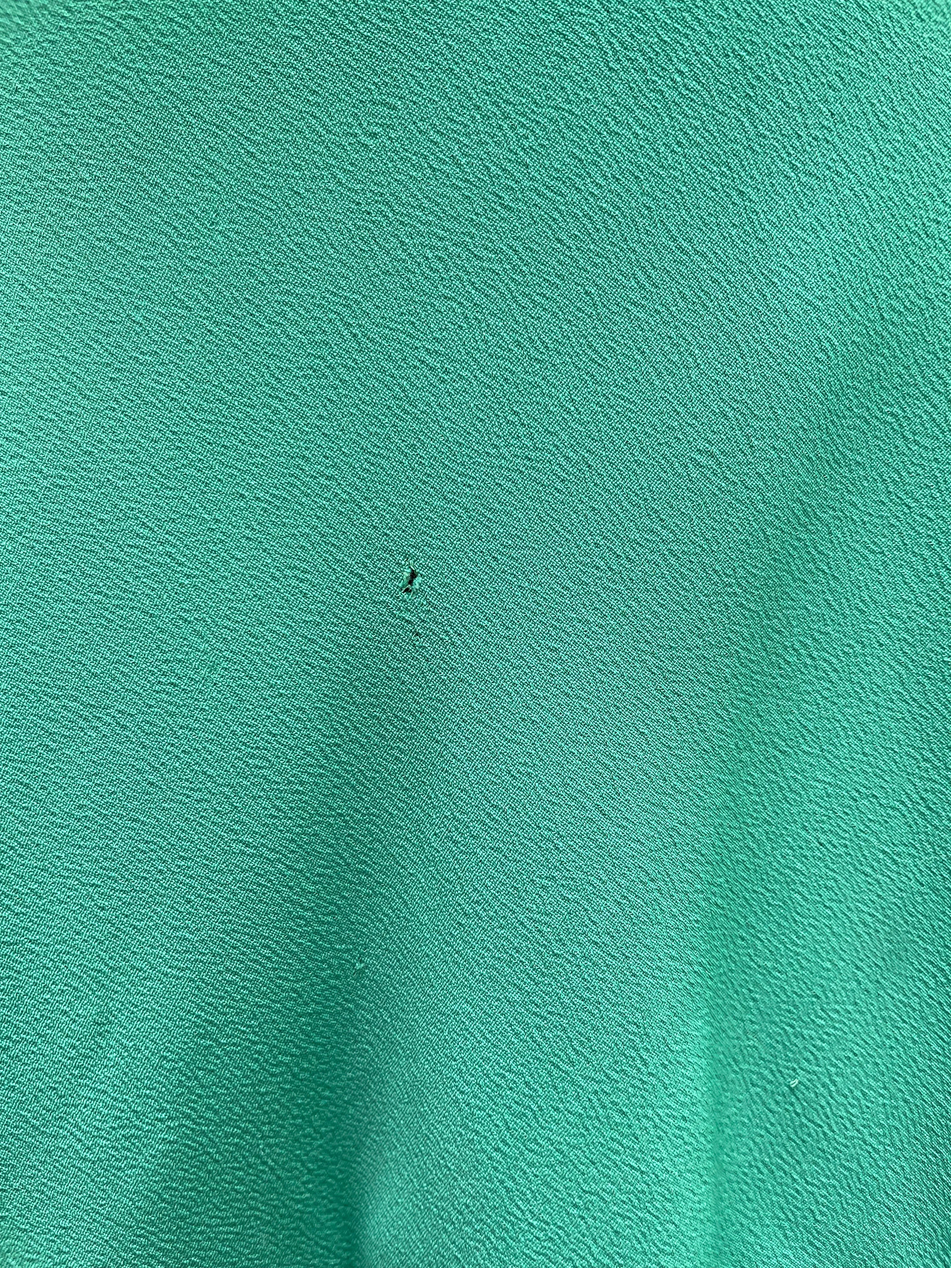 1930s Bias Cut Rayon Crepe Kelly Green Balloon Sleeve Dress