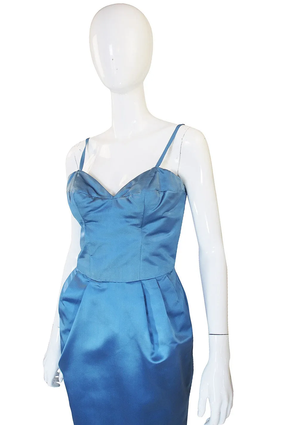 1950s Pale Blue Silk Dress