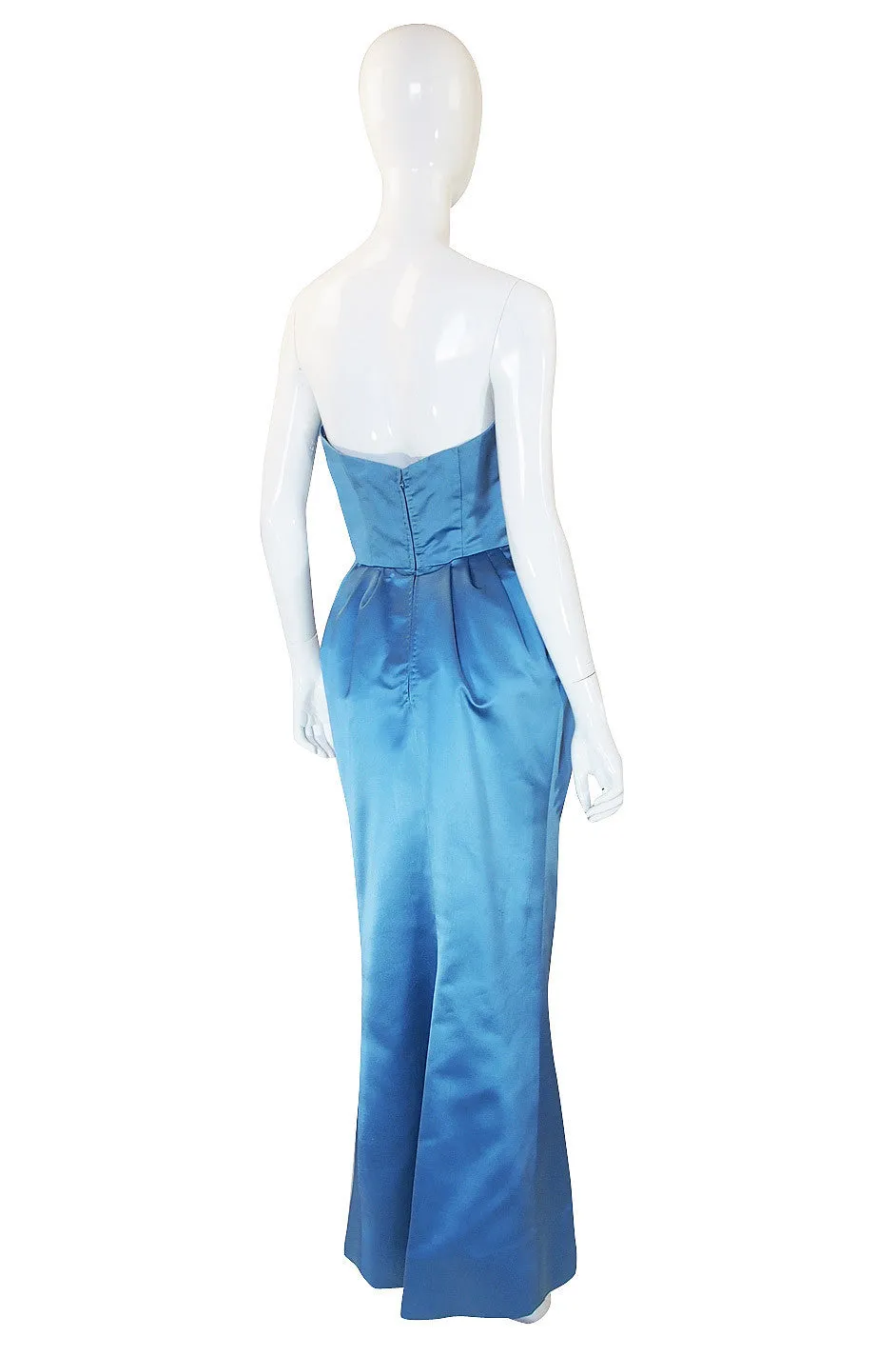 1950s Pale Blue Silk Dress