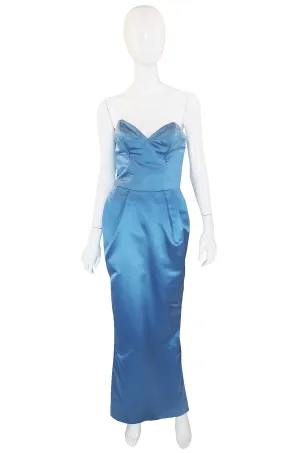 1950s Pale Blue Silk Dress