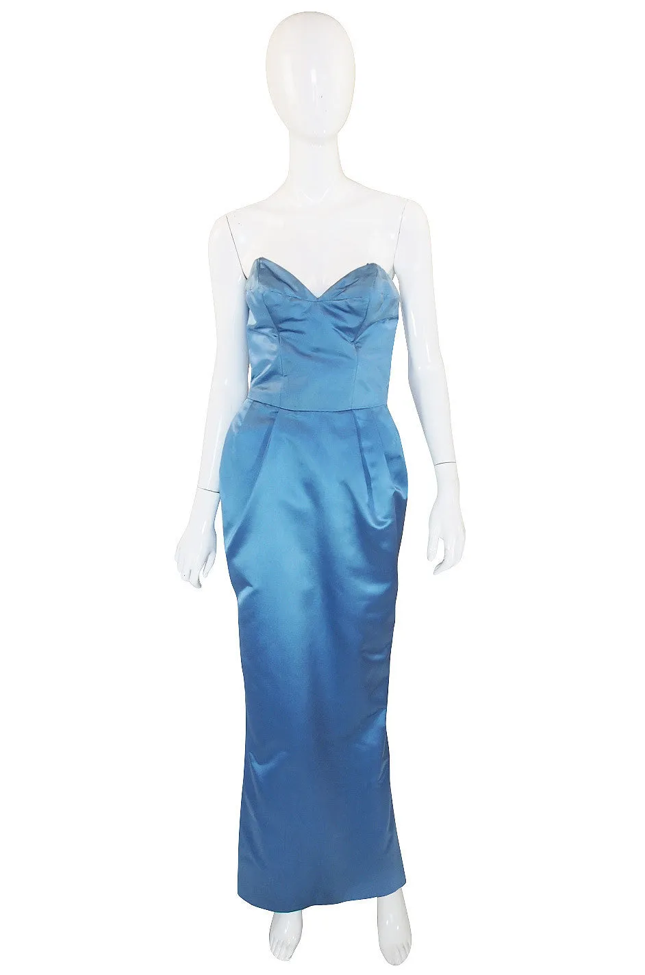 1950s Pale Blue Silk Dress