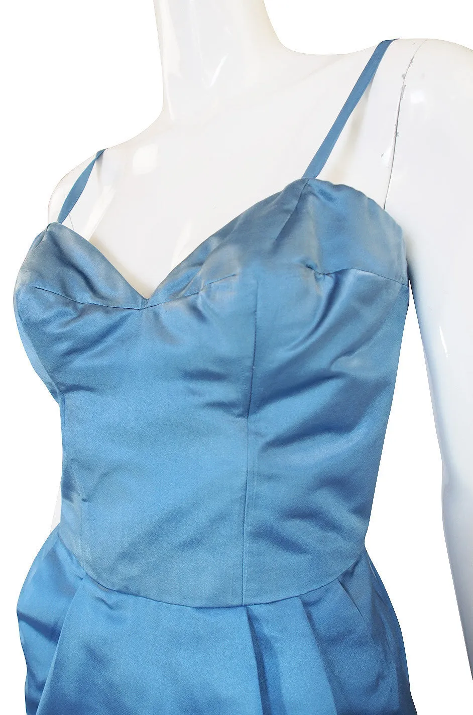 1950s Pale Blue Silk Dress