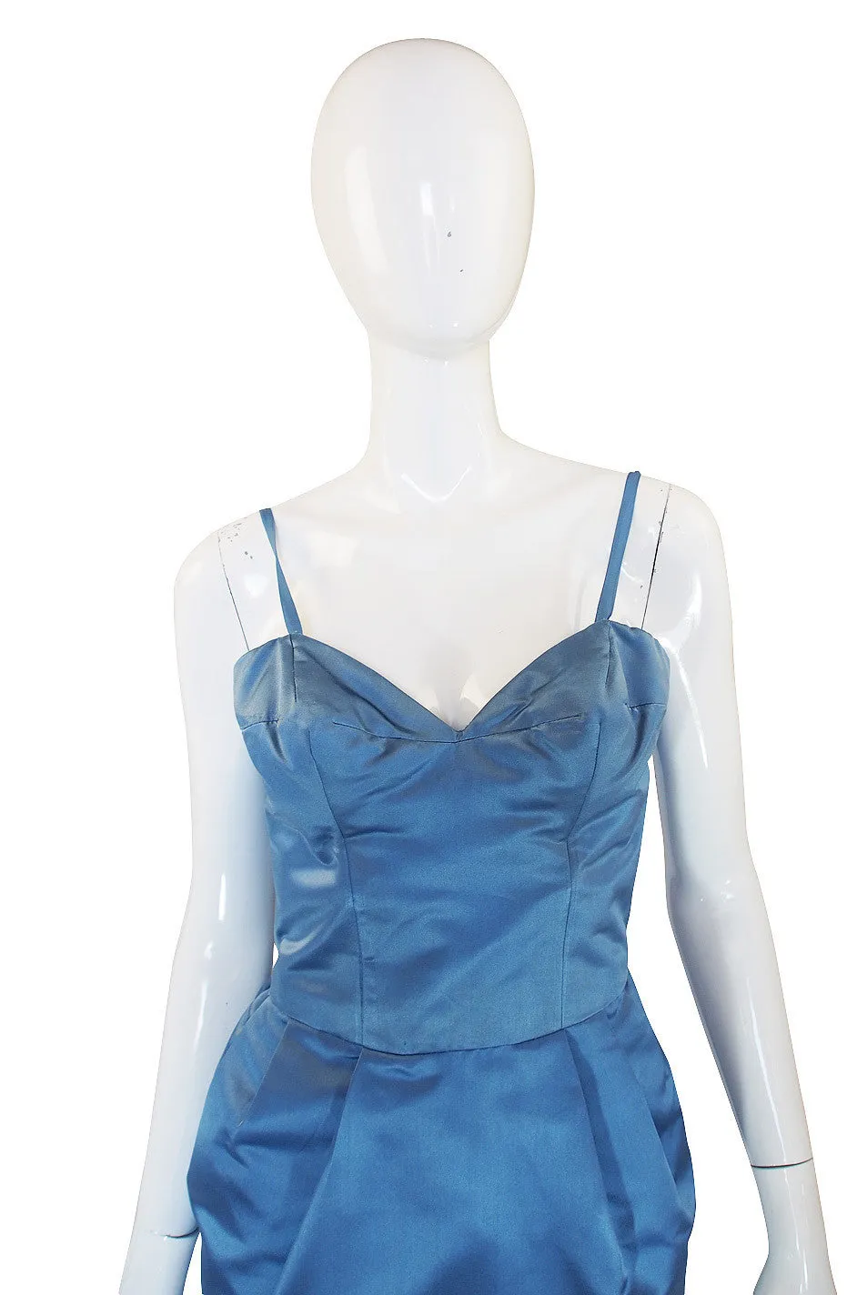 1950s Pale Blue Silk Dress