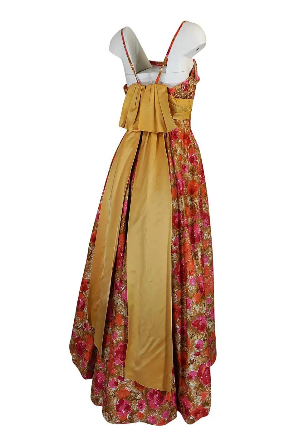1950s Sequin, Rhinestone & 3D Floral Detailed Polished Cotton Dress