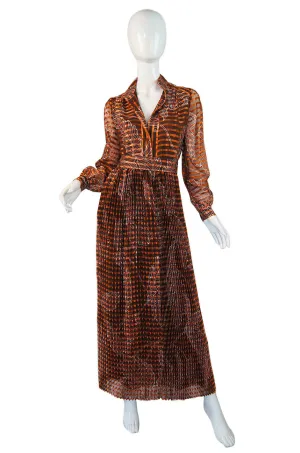 1960s Oscar De La Renta Knife Pleat Maxi
