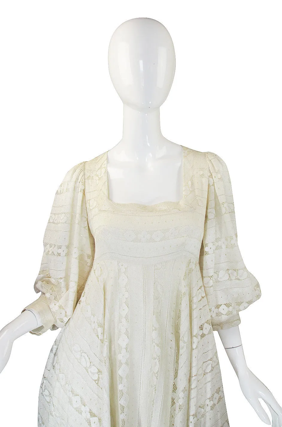 1970s Cream Lace Thea Porter Couture Gown