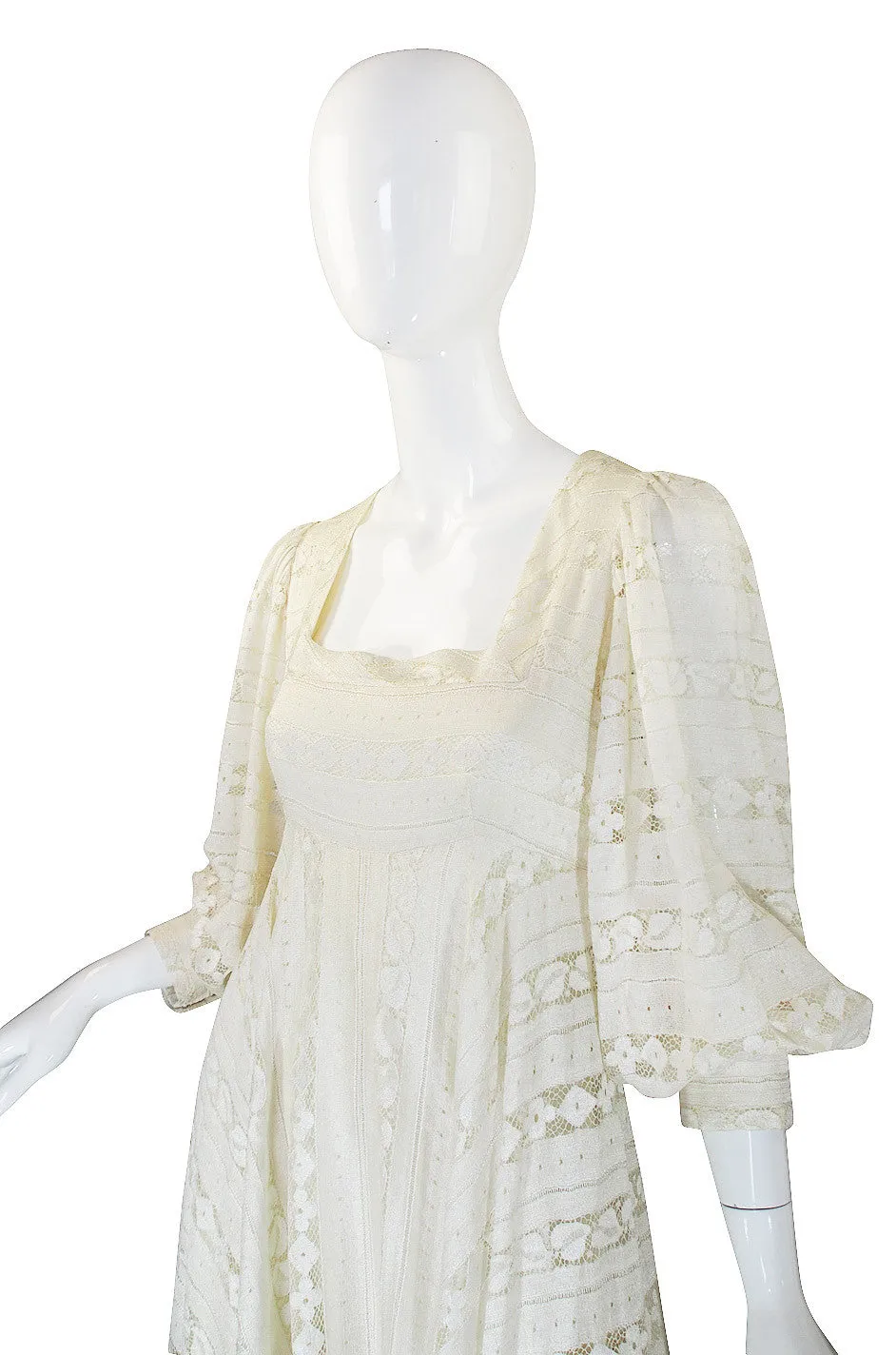 1970s Cream Lace Thea Porter Couture Gown