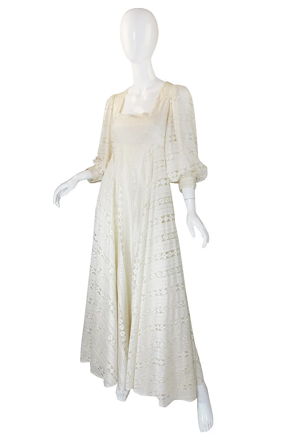 1970s Cream Lace Thea Porter Couture Gown