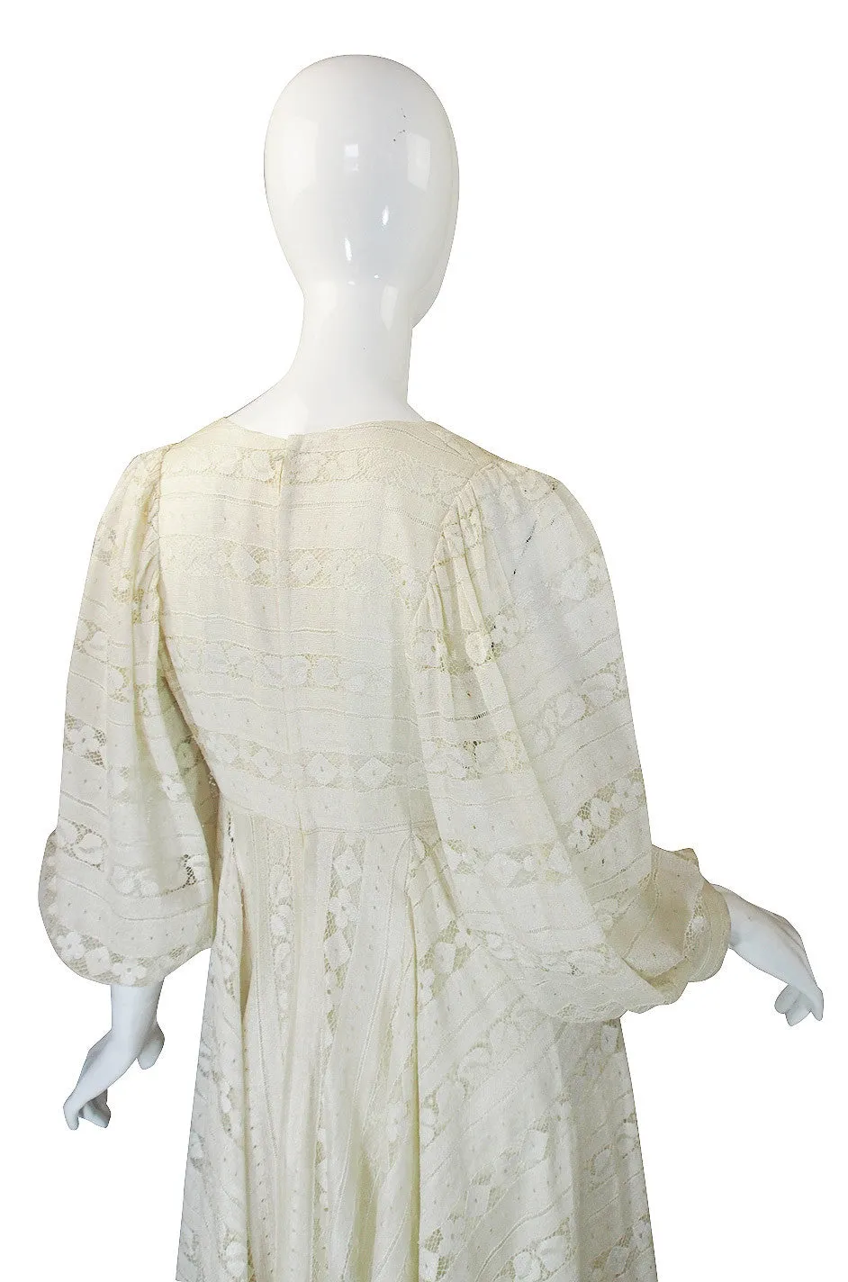 1970s Cream Lace Thea Porter Couture Gown