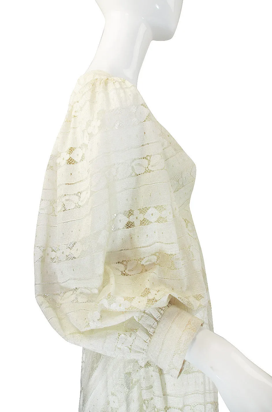 1970s Cream Lace Thea Porter Couture Gown