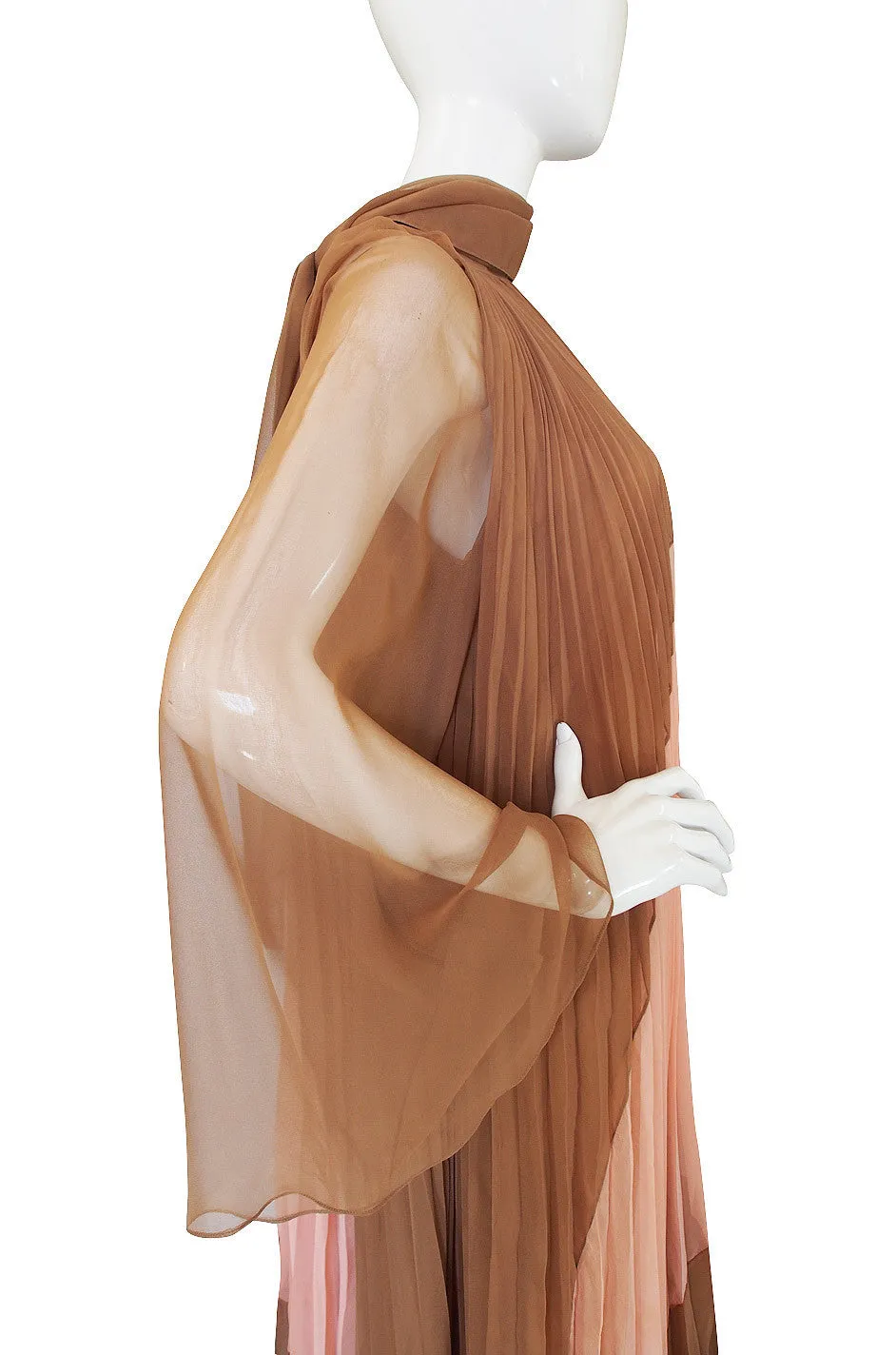 1970s Pleated Travilla Caftan Gown