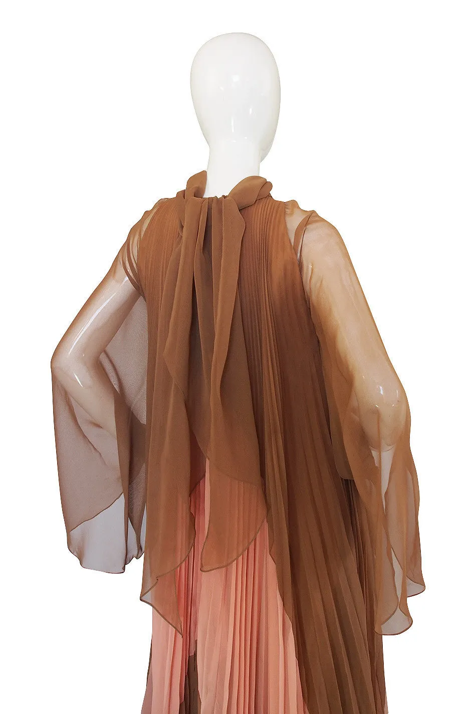 1970s Pleated Travilla Caftan Gown