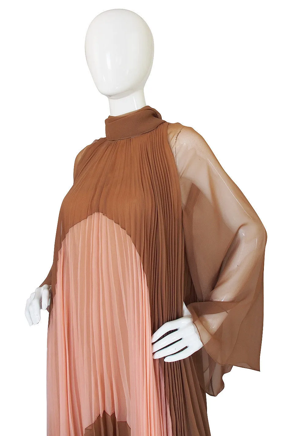 1970s Pleated Travilla Caftan Gown