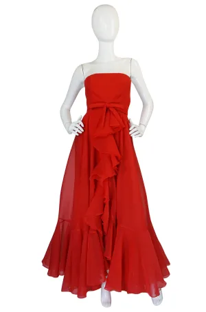 1972 Ferdinando Sarmi Strapless Silk Organza Ruffle Dress