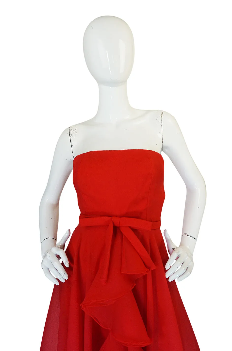 1972 Ferdinando Sarmi Strapless Silk Organza Ruffle Dress