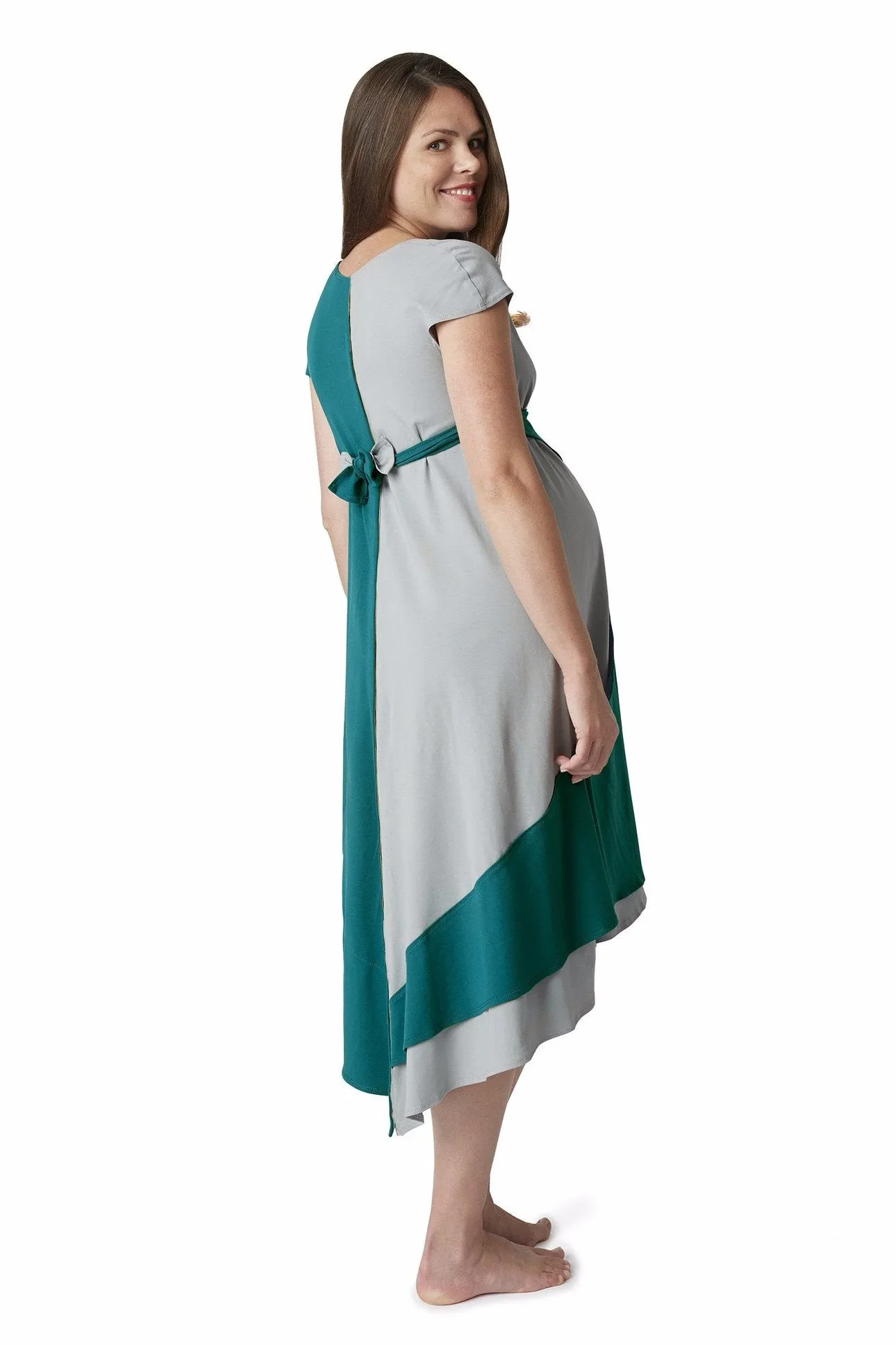 2-tone Cap Sleeve Transition Gown