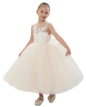 2Bunnies Girls' Sleeveless Maxi Embroidered Tulle Dress