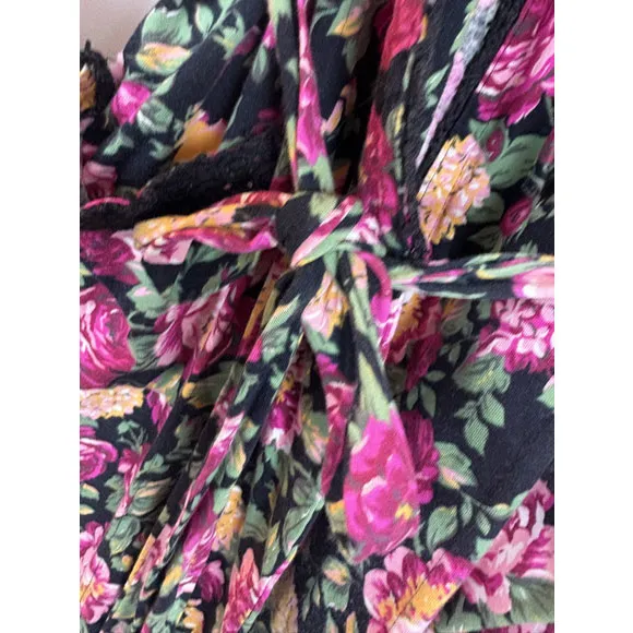 90s Victoria's Secret Robe Floral Dressing Gown Lace Cotton Vintage