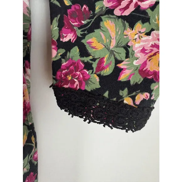 90s Victoria's Secret Robe Floral Dressing Gown Lace Cotton Vintage