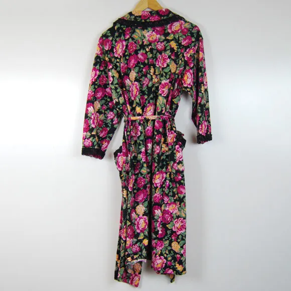 90s Victoria's Secret Robe Floral Dressing Gown Lace Cotton Vintage
