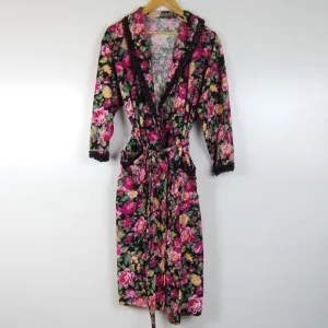 90s Victoria's Secret Robe Floral Dressing Gown Lace Cotton Vintage