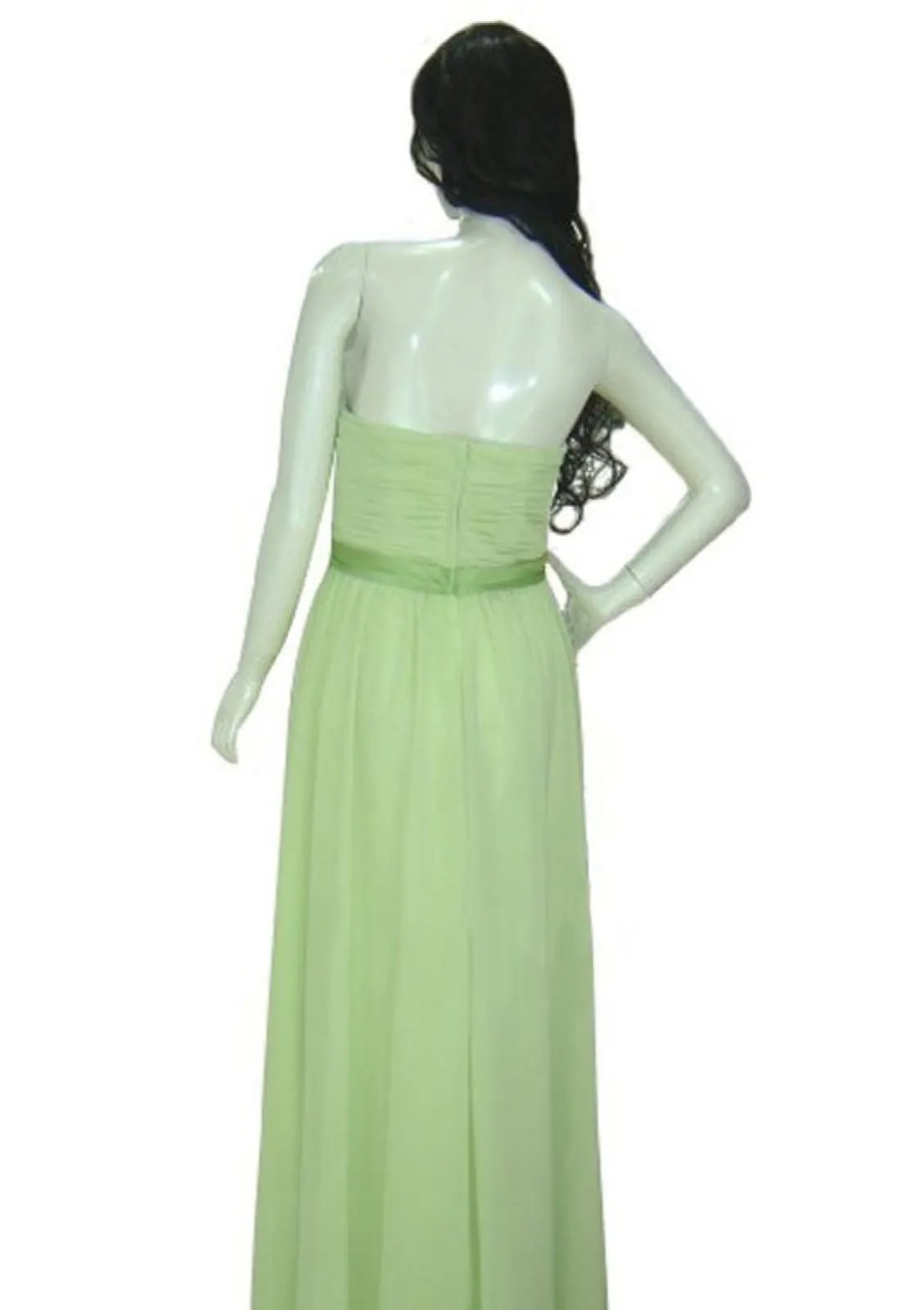 A-line Strapless Sweetheart Long Chiffon Prom Dress Bridesmaid Gown