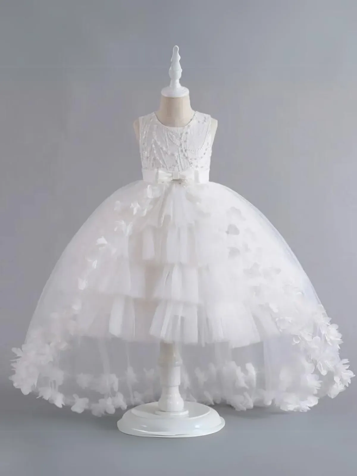 Adorable At The Ball Tiered Hi-Lo Tulle Communion Gown