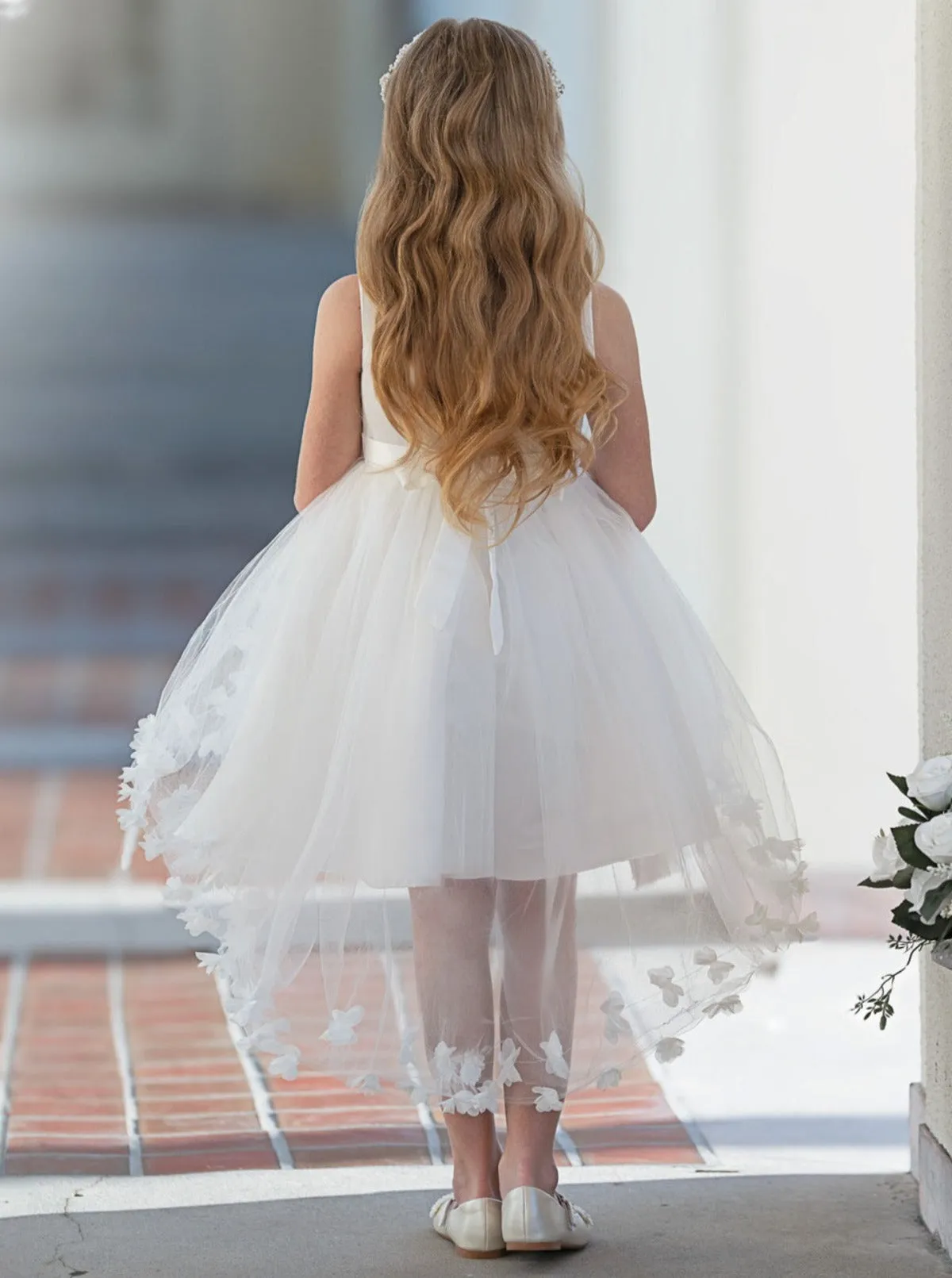 Adorable At The Ball Tiered Hi-Lo Tulle Communion Gown