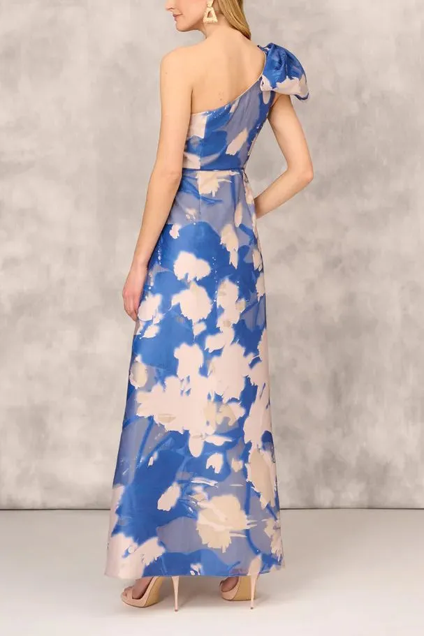 Aidan Mattox MD1E207626 One Shoulder Bow Accent Zipper Closure A-line
