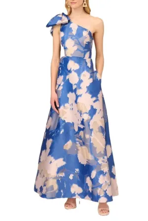 Aidan Mattox MD1E207626 One Shoulder Bow Accent Zipper Closure A-line