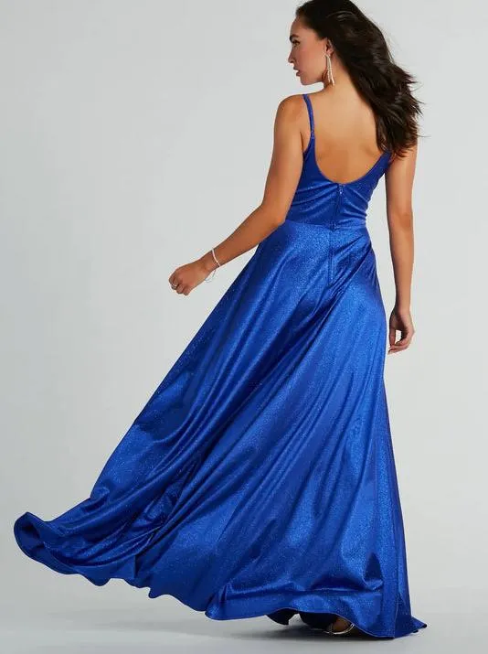 Amina sapphire sparkle A Line Ball Dress with Cut out Express NZ wide