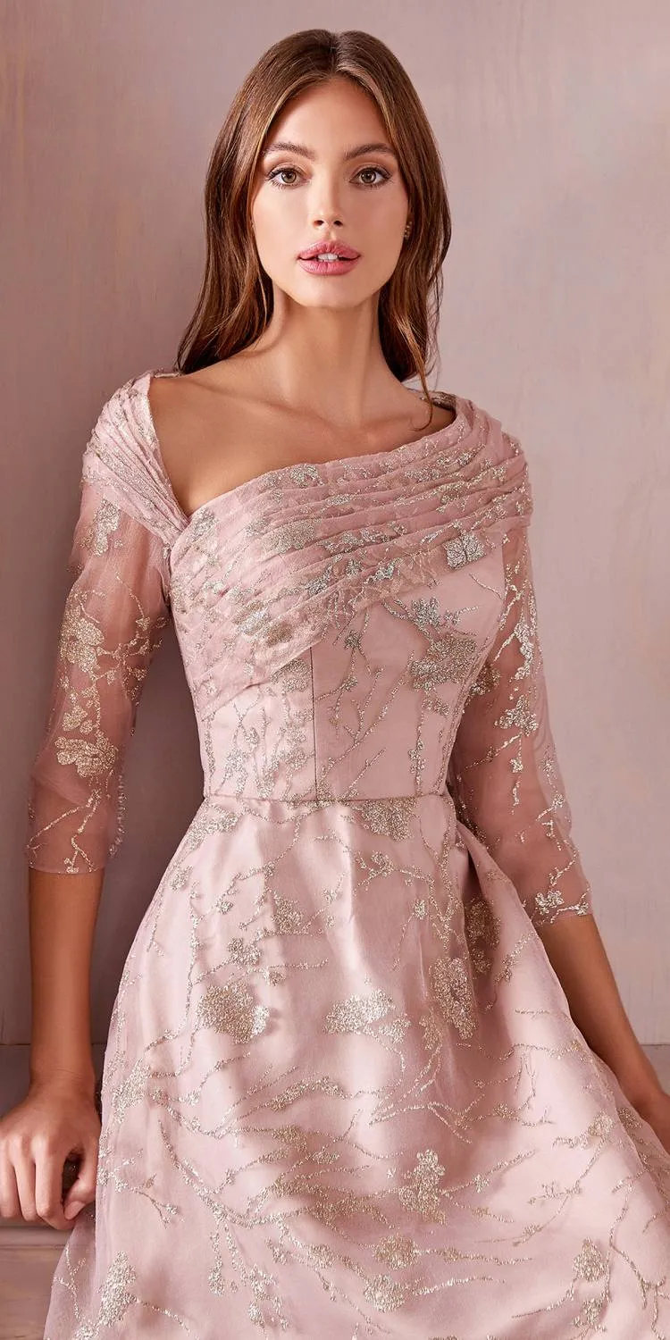 Andrea & Leo A1030 Golden Foliage A-Line Mid Sleeve Gown