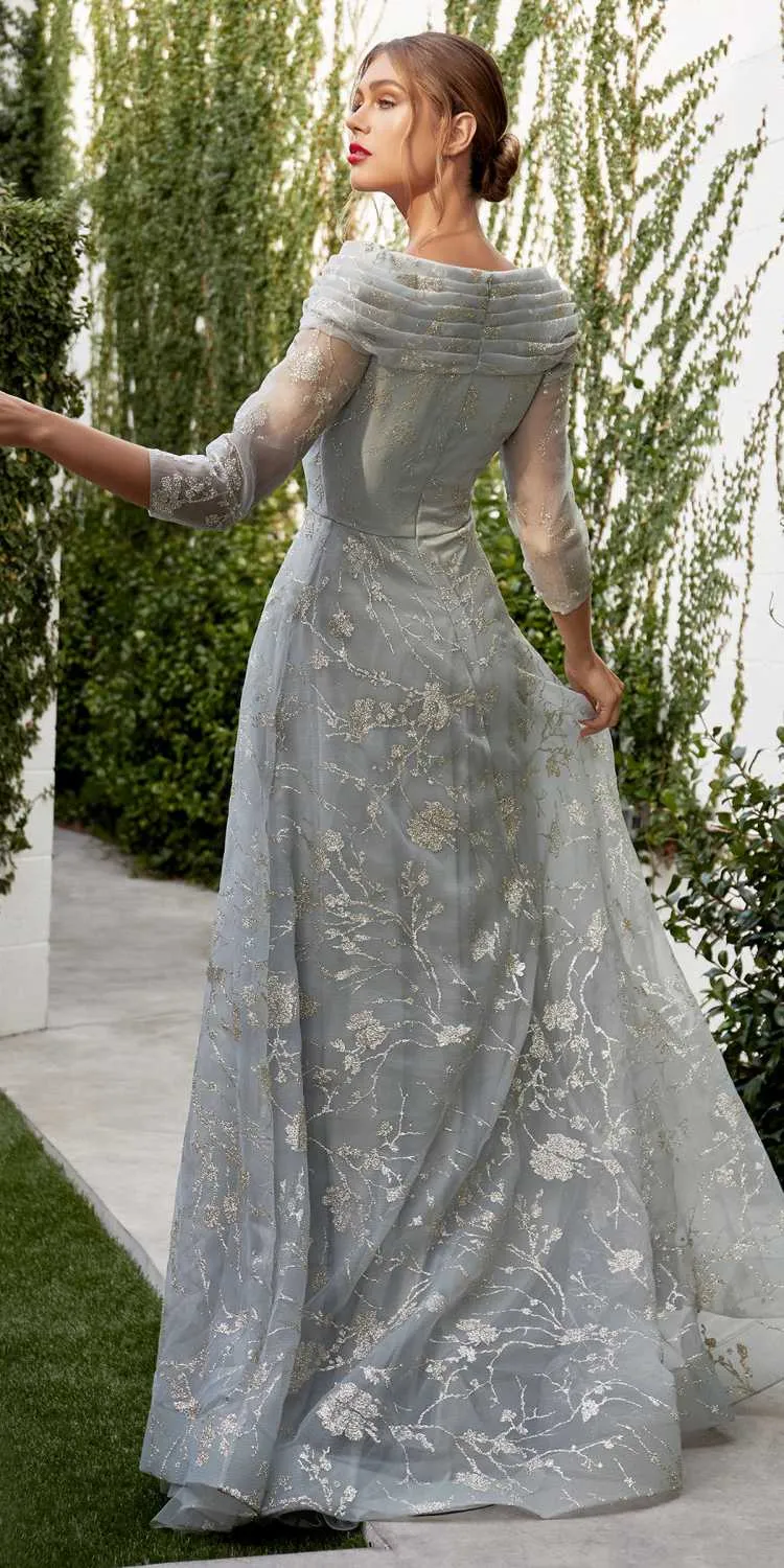 Andrea & Leo A1030 Golden Foliage A-Line Mid Sleeve Gown