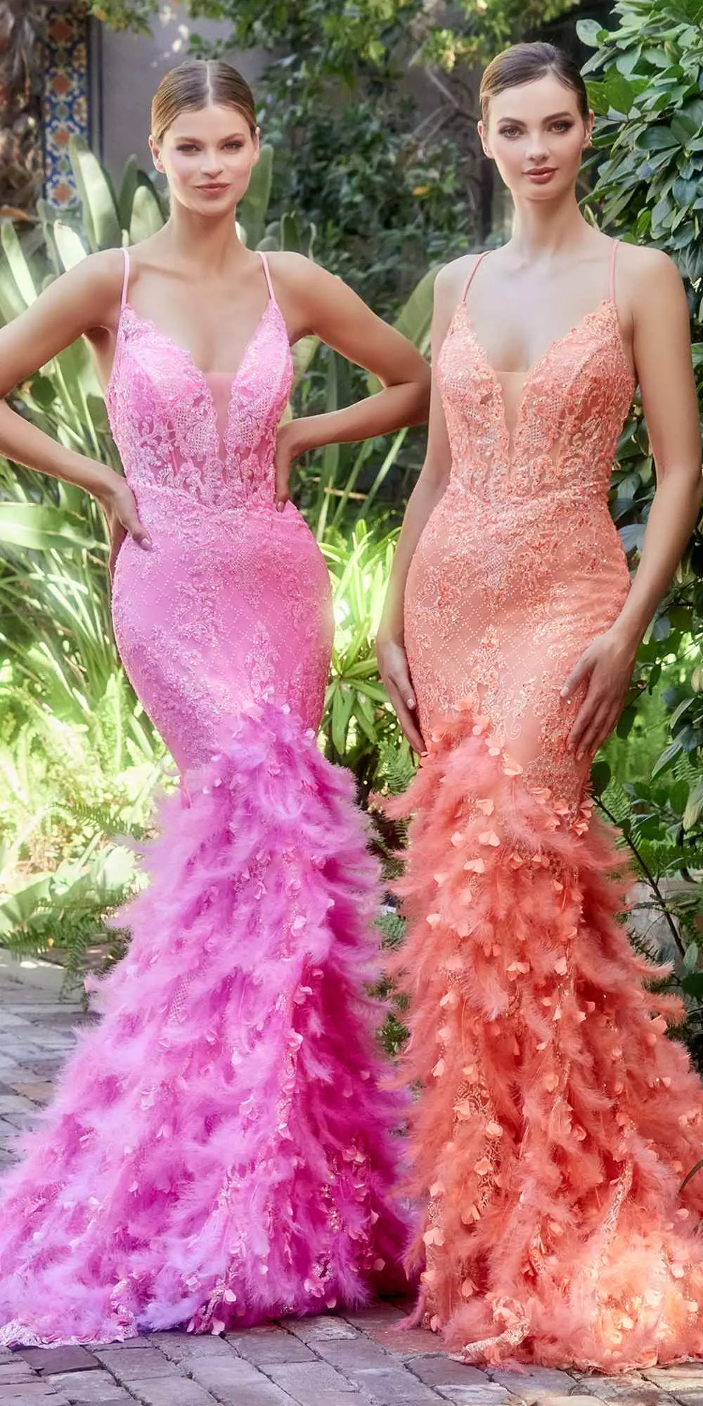 Andrea & Leo A1116 Floor Length Feathered Mermaid Gown