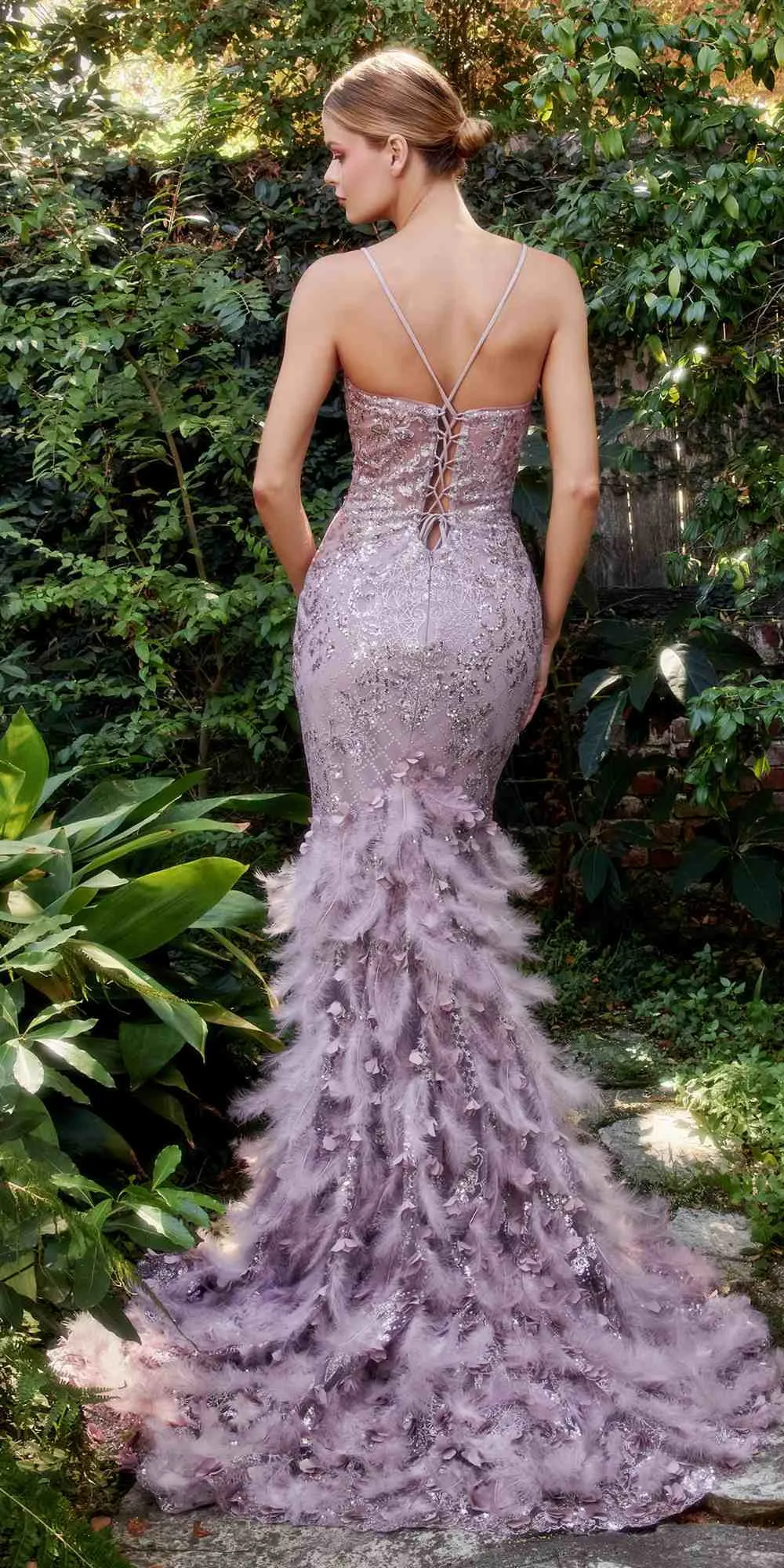 Andrea & Leo A1116 Floor Length Feathered Mermaid Gown