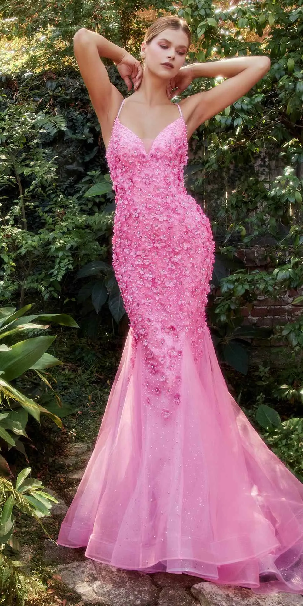 Andrea & Leo A1201 Floor Length Chromatic 3D Florals Mermaid Gown
