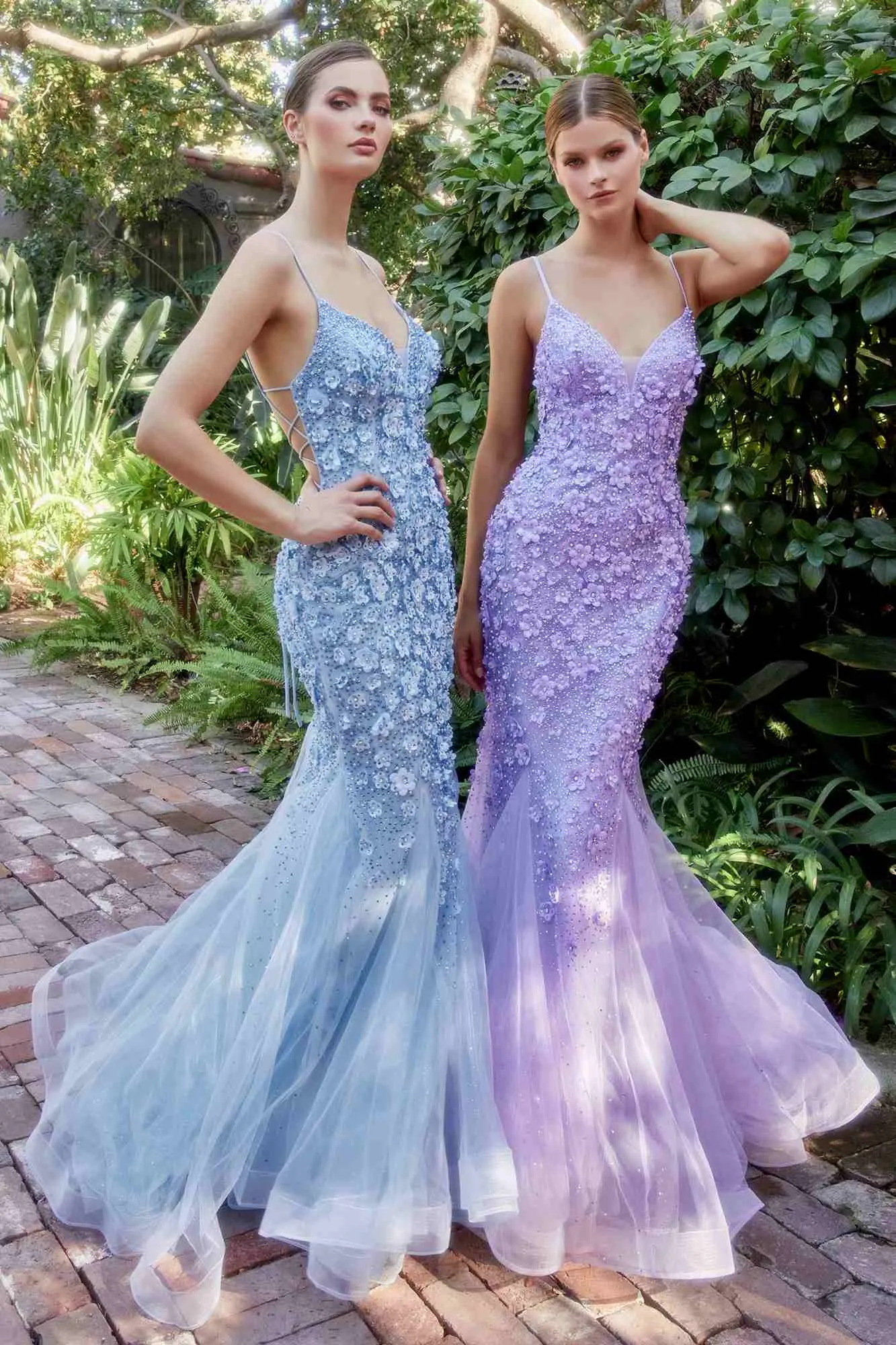 Andrea & Leo A1201 Floor Length Chromatic 3D Florals Mermaid Gown