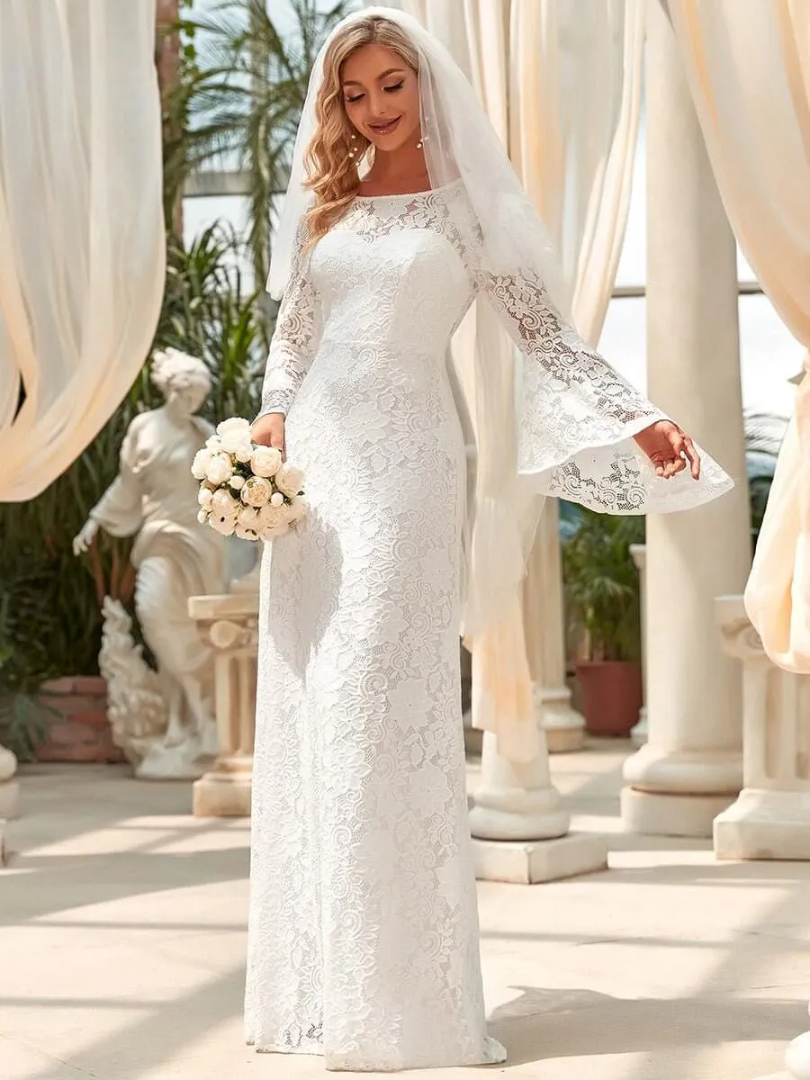 Andrea full lace long sleeve wedding dress in ivory Express NZ wide