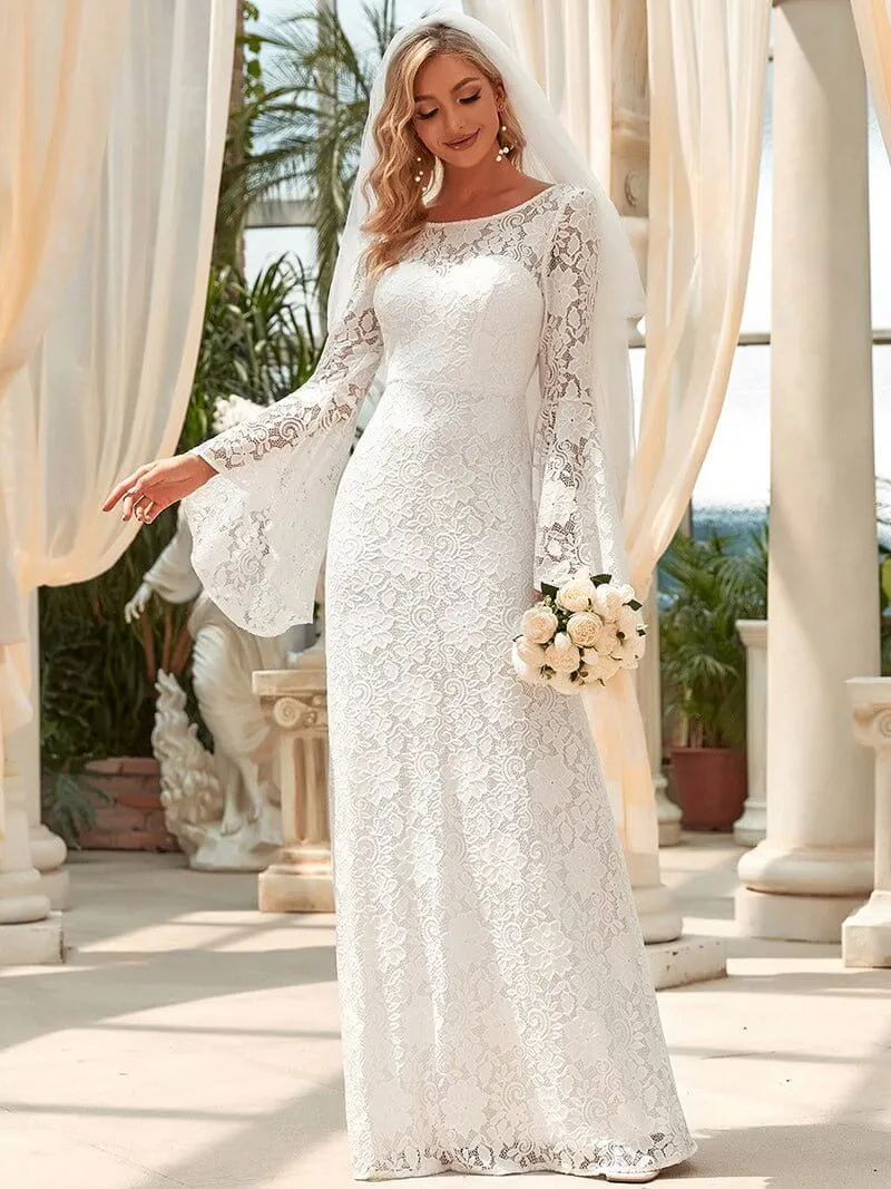Andrea full lace long sleeve wedding dress in ivory Express NZ wide