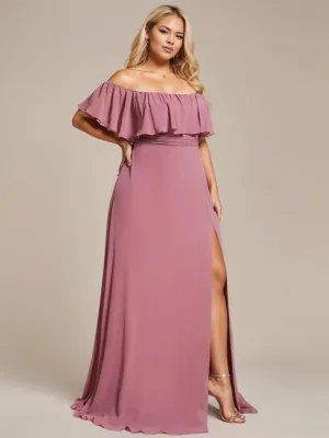 Angelina off shoulder bridesmaid dress with split