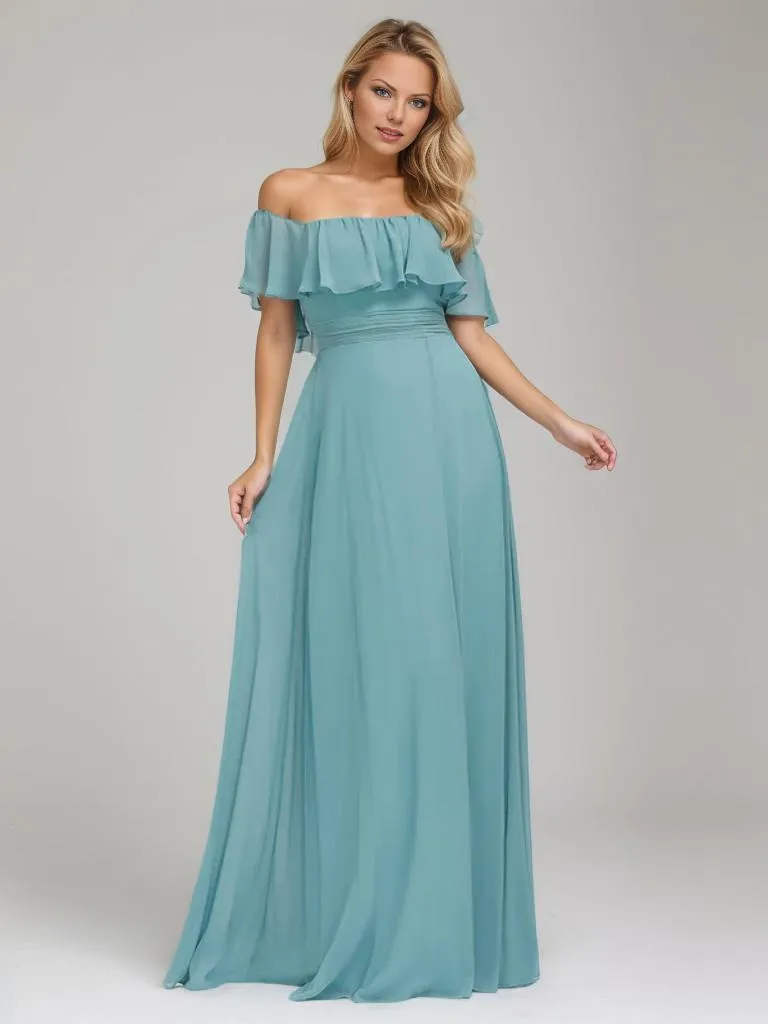 Angelina off shoulder bridesmaid dress with split