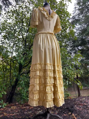 Antique Late Edwardian Golden Messaline Satin Gown