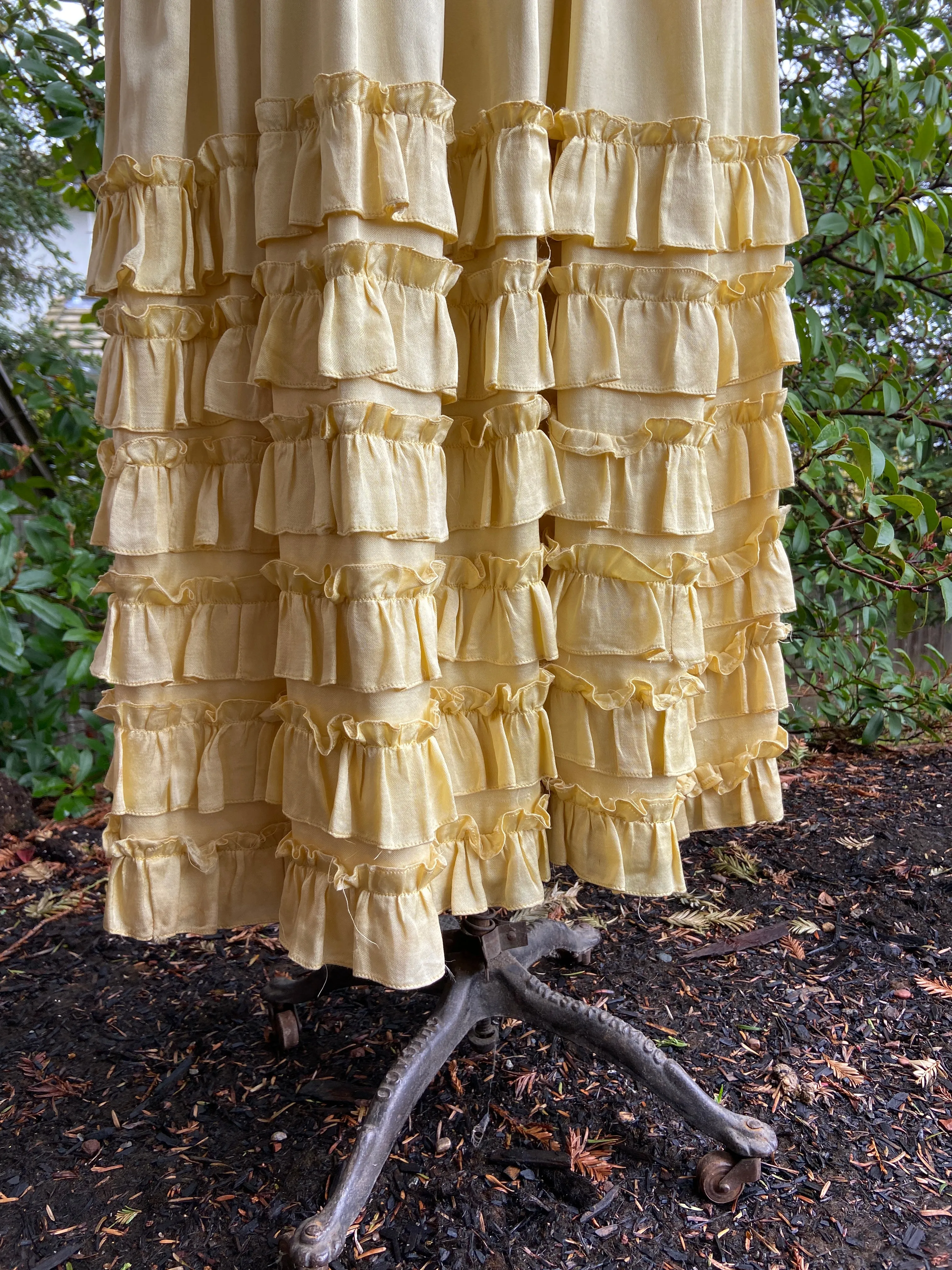 Antique Late Edwardian Golden Messaline Satin Gown