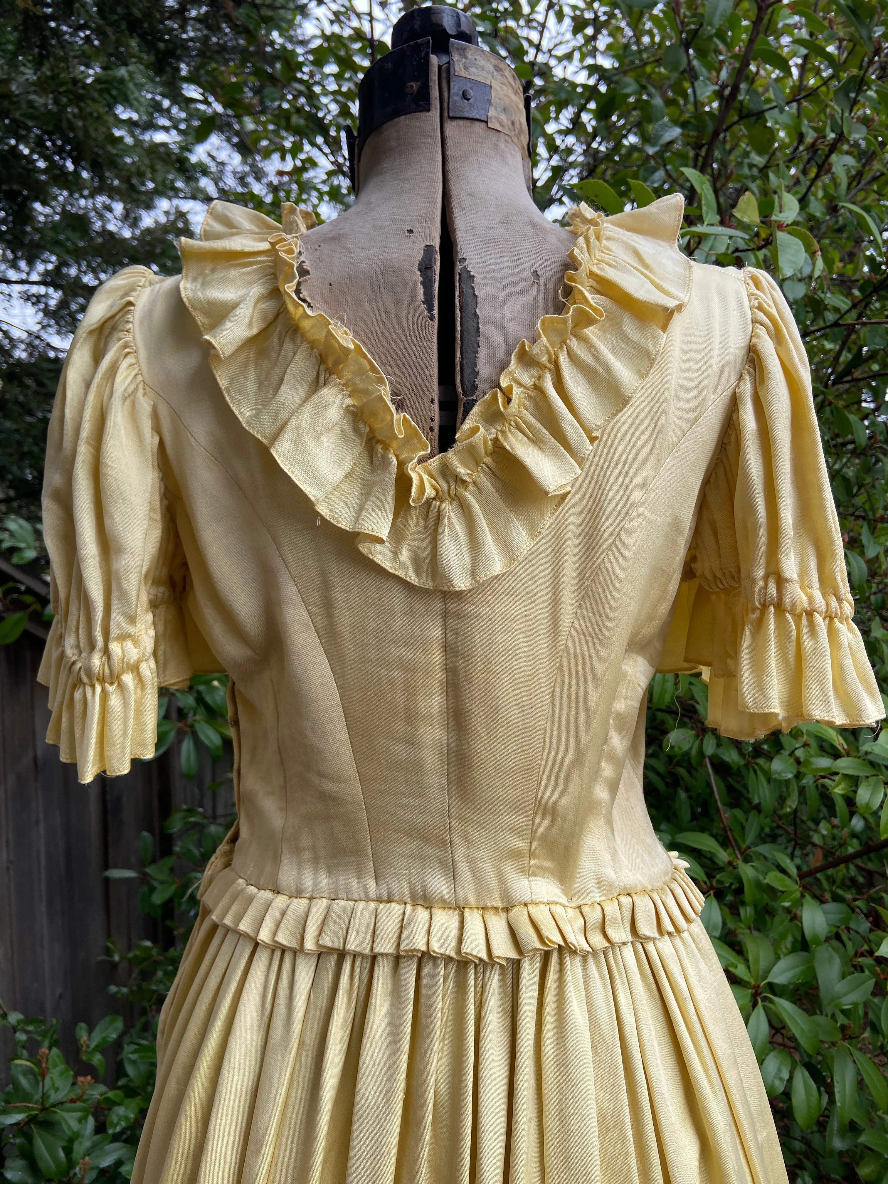 Antique Late Edwardian Golden Messaline Satin Gown