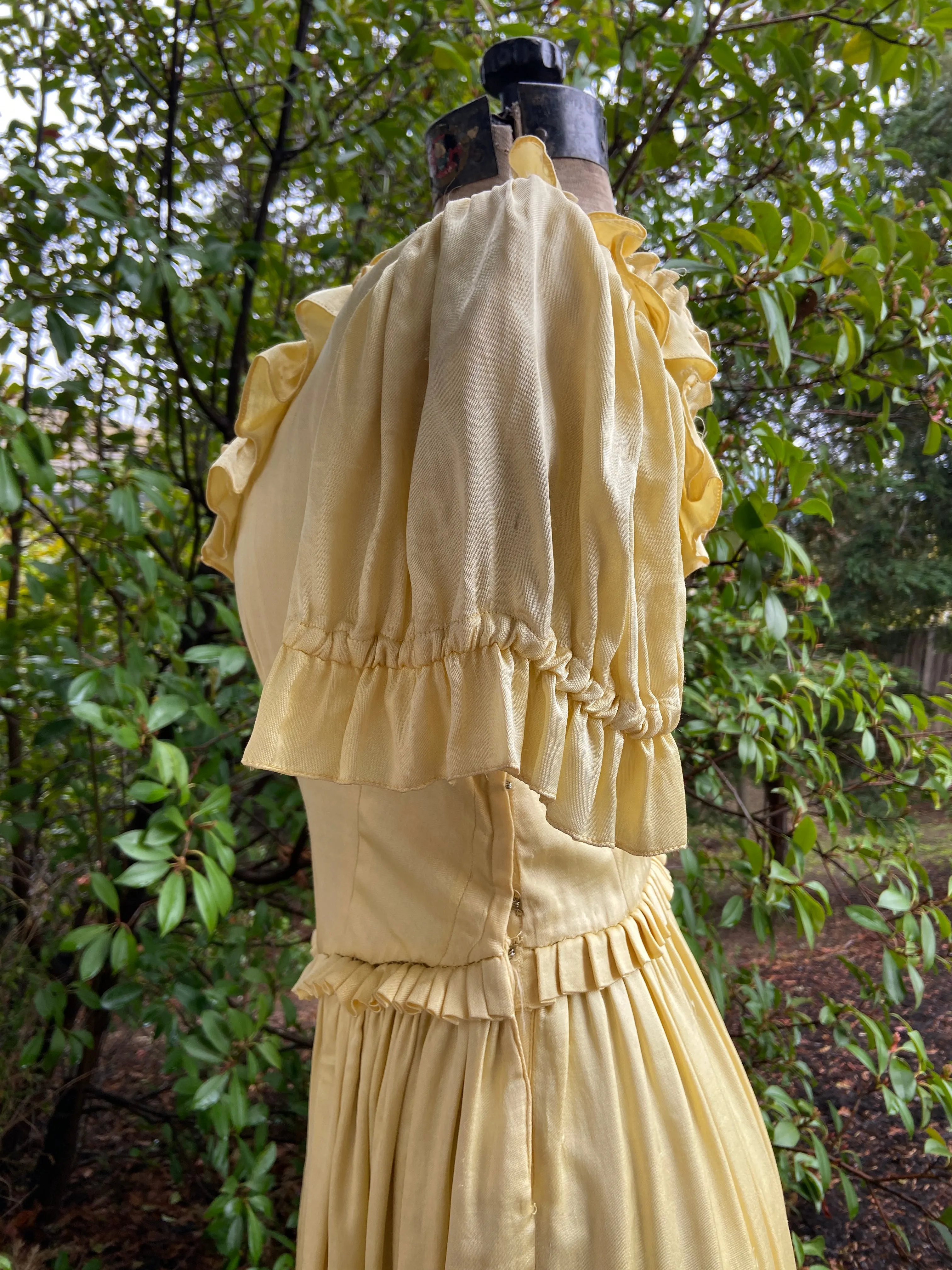 Antique Late Edwardian Golden Messaline Satin Gown