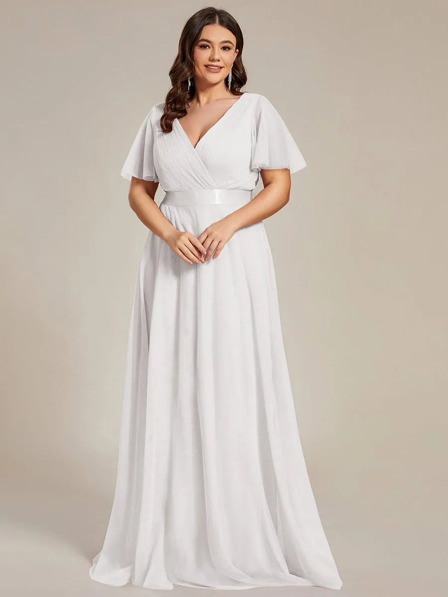 Arlena flutter sleeve tulle wedding gown in Ivory Express NZ wide