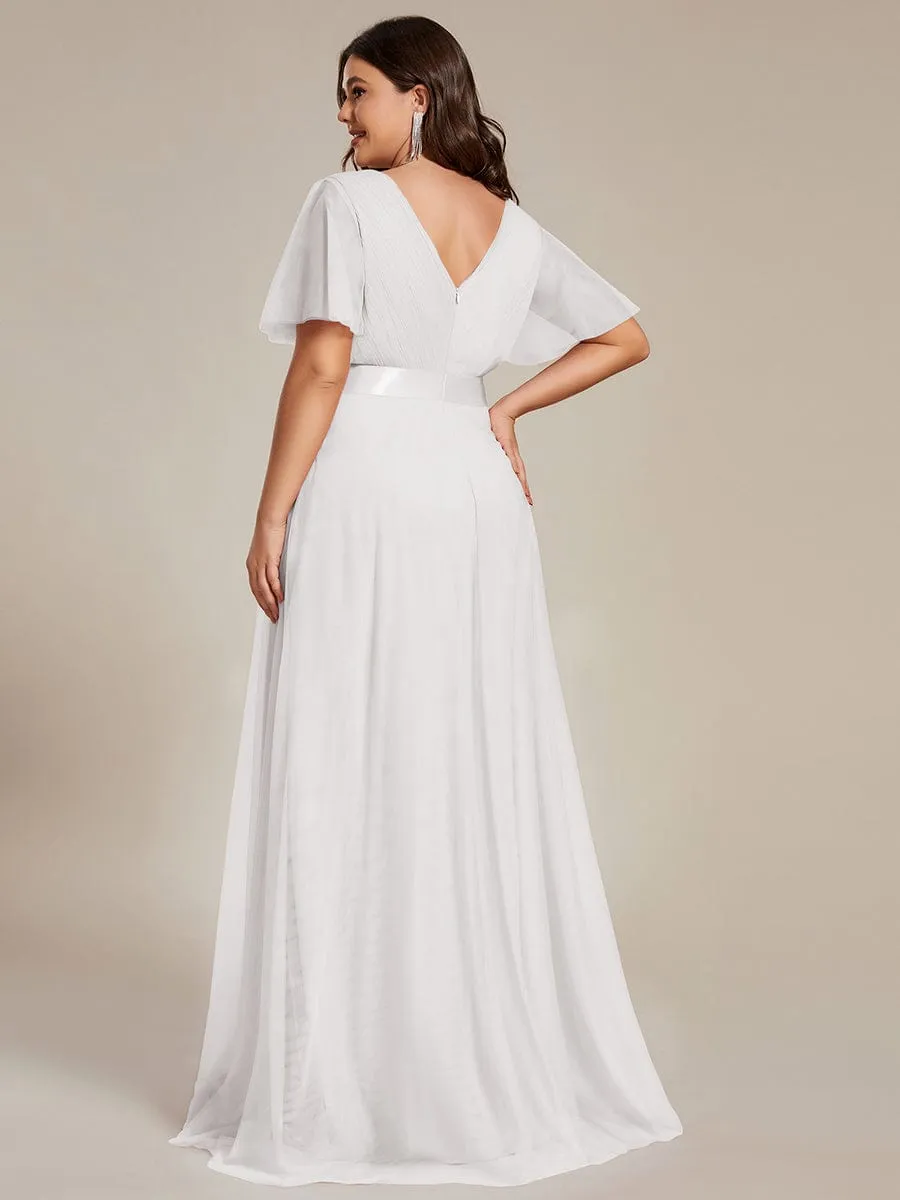 Arlena flutter sleeve tulle wedding gown in Ivory Express NZ wide