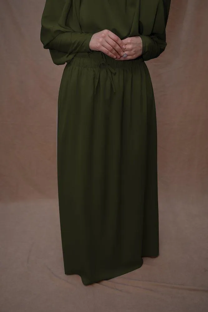 Army Green Moira prayer Umrah gown with niqab feature